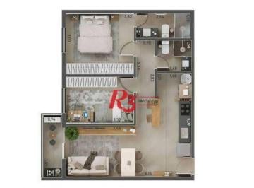 b192f946029f4ff60a205e734309388ccae062ed · Apartamento com 2 dormitórios à venda, 56 m² por R$ 581.644,14 - Macuco - Santos/SP