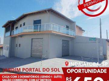 Casa , Indaiatuba · Casa E Salão Comercial A Venda - Jardim Portal Do Sol Indaiatuba - SP!