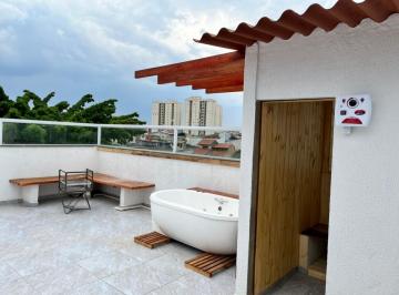 Apartamento · 140m² · 2 Quartos · 2 Vagas · Cobertura, 140 m² - venda por R$ 750.000,00 ou aluguel por R$ 3.777,00/mês - Parque Jaçatuba - Santo