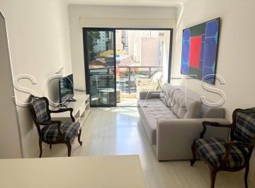 Apartamento · 45m² · 1 Quarto · 1 Vaga · Flat totalmente mobiliado disponível para locação com 45m², 1 dormitório e 1 vaga.