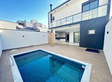 b2bb9236be8940633d83a3bec74bb4255e7b58a0 · Sobrado novo, à venda, 3 suítes, piscina, Condomínio Gran Reserve, Indaiatuba.