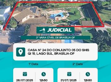 Casa de 6 quartos, Brasília · LEILÃO JUDICIAL DE CASA NO LAGO SUL COM 20% DE DESCONTO!