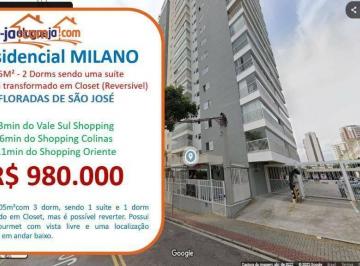 8a673151548a74733dd6da56609474d41d3ae17d · Apartamento com 3 dormitórios à venda, 105 m² por R$ 980.000,00 - Floradas de São José - São José do