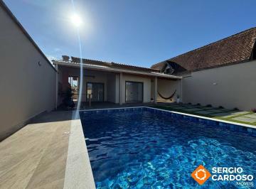 Casa · 128m² · 3 Quartos · 5 Vagas · CASA MODERNA 3 SUÍTES PISCINA E CHURRASQUEIRA 200 M DO MAR ITANHAÉM SP