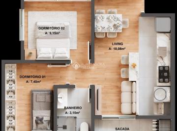 Na?poles - Planta 47 m² · Nápoles - 2 quartos com sacada e churrasqueira