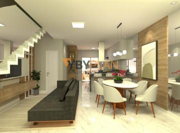 3D SALA ESTAR / JANTAR · Casa Duplex à Venda no Solar do Porto- Serra ES, 3 Quartos com Suíte e Quintal.