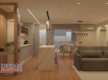 living integrado · Apartamento NOVO e DECORADO de 77m² no bairro Água Verde, com 2 quartos (1 suíte), 2 banheiros e 2 v