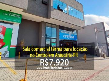 f9c459dd73c03ab618515400c602db1961936140 · Sala comercial térrea para locação no Centro em Araucária-PR  - Locação por R$7.920,00  - Condomínio