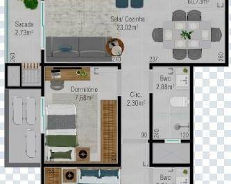 Apartamento · 60m² · 2 Quartos · 1 Vaga · Apartamento em Areias, São José/SC de 60m² 2 quartos à venda por R$ 443.329,00