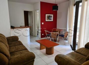 Apartamento · 45m² · 1 Quarto · 1 Vaga · Flat mobiliado, espaçoso com 1x dormitório em rua arborizada no coração de Moema. Sem burocracia.
