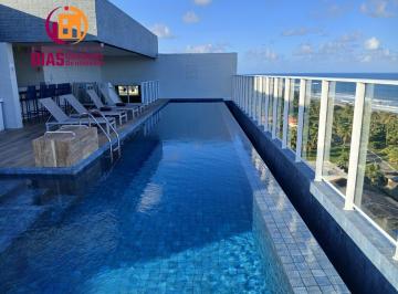 Apartamento · 68m² · 2 Quartos · 1 Vaga · Alugo Apartamento novo de 68m2 vista mar, varanda, 2/4 suíte em condomínio com total infraestrutura 