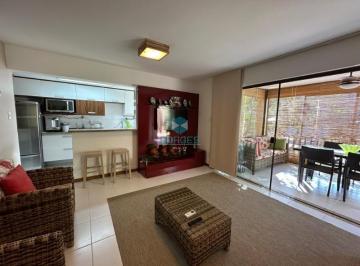 Sala com varanda | Borges Realty · Apartamento 2 suítes para locação no Lagoa do Forte - 83m², varanda e lazer completo, Praia do Forte