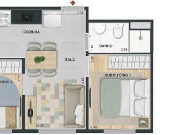 Planta 01 - 2 dorm 33,99m² · Apartamento em Ponte Grande Guarulhos SP