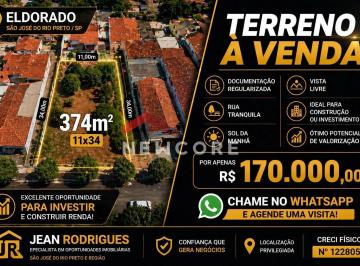 Terreno · 374m² · Lote em Rua Palestina - Eldorado - São José do Rio Preto/SP