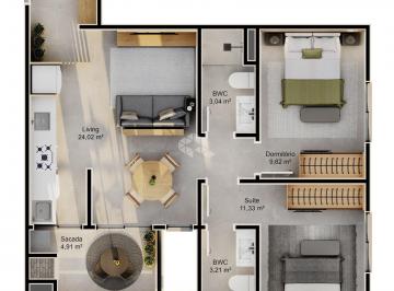 Apartamento · 64m² · 2 Quartos · 1 Vaga · APARTAMETO A VENDA 2 DORMITÓRIOS COM SACADA