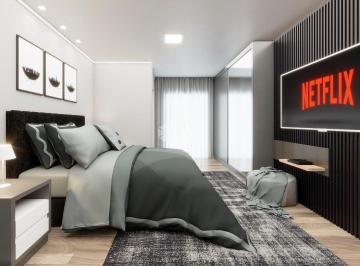 Casa · 100m² · 2 Quartos · 1 Vaga · Sobrado 2 dormitórios, 2 suítes, 1 lavabo e 1 vaga de garagem com churrasqueira, Gesso e Porcelanato