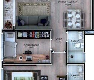 Apartamento · 60m² · 2 Quartos · 1 Vaga · Apartamento à venda - em Rio Branco