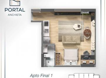 Apartamento · 38m² · 1 Quarto · 1 Vaga · Studio à venda, 1 quarto no bairro Centro em São Vicente
