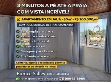 Apartamento de 2 quartos, Camaçari · Apartamento em Jauá,80m², financiado, 3 MINUTOS A PÉ ATÉ A PRAIA, VISTA INCRÍVEL