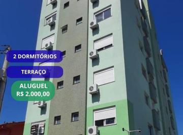 Fachada · Apartamento 2 dormitórios com ar condicionado, armário e pia na cozinha, churr