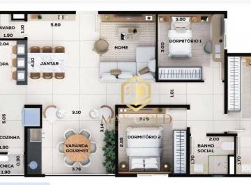 Apartamento · 110m² · 3 Quartos · 2 Vagas · Apartamento em Jardim das Nações, Taubaté/SP de 110m² 3 quartos à venda por R$ 720.000,00
