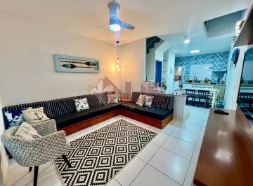Casa · 83m² · 2 Quartos · 1 Vaga · Seu Paraíso Mobiliado a 350 Metros da Praia no Massaguaçu: Sobrado em Condomínio com Lazer!