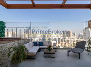 Apartamento · 154m² · 2 Quartos · 3 Vagas · Cobertura duplex mobiliada no Brooklin com amplo terraço e vista livre.
