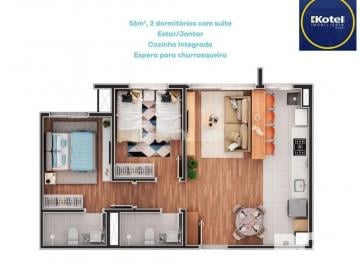 Apartamento · 56m² · 2 Quartos · 1 Vaga · Apartamento de 2 dormitórios, suíte e espera para churrasqueira ou lareira.