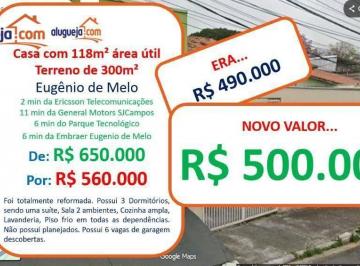 d08eccf2c6d13c26ff53f8007ec89f541d385454 · Casa com 3 dormitórios à venda, 118 m² por R$ 500.000,00 - Eugênio de Melo - São José dos Campos/SP