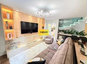 Casa · 206m² · 3 Quartos · 5 Vagas · Sobrado Alto Padrão Porteira Fechada com 3 Suítes e Espaço Gourmet na Vila Alzira – Santo André
