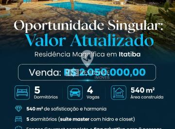 Casa · 540m² · 5 Quartos · 7 Vagas · Casa em Capela do Barreiro, Itatiba/SP de 540m² 5 quartos à venda por R$ 2.050.000,00