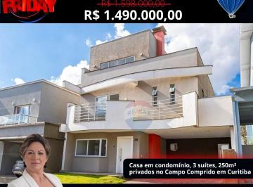 Casa de 4 quartos, Curitiba · Casa em condomínio, 4 suítes, 250m² privados no Campo Comprido em Curitiba