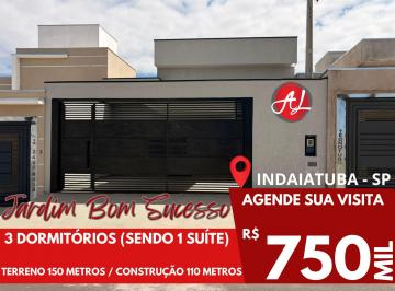 Casa de 3 quartos, Indaiatuba · Casa Nova A Venda Com 3 Dormitórios - Jardim Bom Sucesso - Indaiatuba -SP!