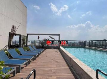 5cc9d6d79b73d0df7fe3cf324270263387a79dd0 · Apartamento 1 dorm. em Jardim América com varanda, churrasqueira e piscina - 34 m²