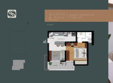 Planta apto tipo final 01 · Apartamento de 1 quarto à venda no bairro Paineiras em Juiz de Fora/MG.