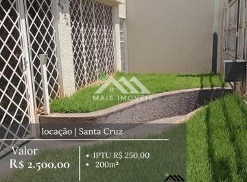 Comercial · 200m² · 3 Quartos · Casa Comercial para Locação | Bairro Santa Cruz, R$ 2.500,00