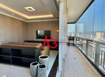sala para 3 ambientes com sacada · Apartamento com 3 dormitórios para alugar, 198 m² por R$ 16.000,00/mês - Gonzaga - Santos/SP