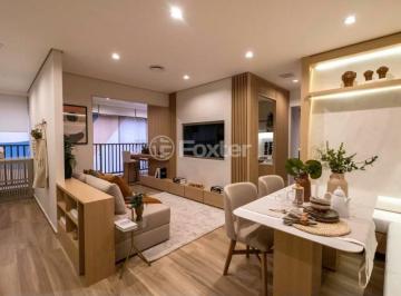 sala-de-jantar-com-mesa-de-madeira-clara-e-seis-cadeiras · Apartamento, 2 dormitórios, 79.61 m², em Vila Cruzeiro