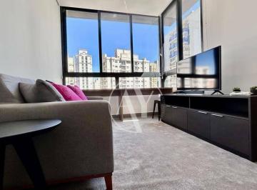 1d4675aefbfe16a0d2558f8937ca078ead38bdbe · Apartamento para locação de 42m², um dormitório, uma vaga de garagem, no bairro Cambuí, Campinas/SP.