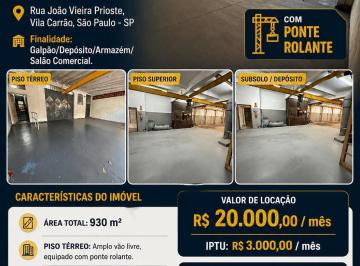Comercial · 930m² · Pavilhão/Galpão para alugar no bairro Vila Carrão - São Paulo/SP, Zona Leste