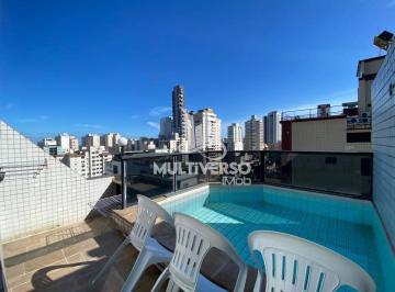 Apartamento · 112m² · 1 Quarto · 2 Vagas · Cobertura Duplex com Vista Mar e lazer privativo em Santos - 1 dormitório - Pompeia