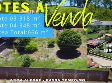 Terreno · 666m² · Dois lotes á venda, Vista Alegre - Passa Tempo/MG.