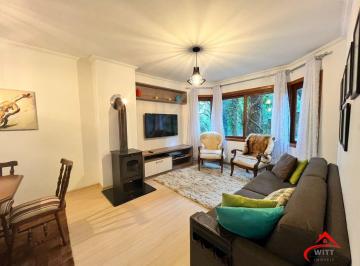 01-Sala Estar com Lareira · "Apartamento Mobiliado de 2 Quartos em Gramado RS."