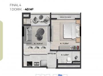 Apartamento · 40m² · 1 Quarto · 1 Vaga · APARTAMENTO 804 B