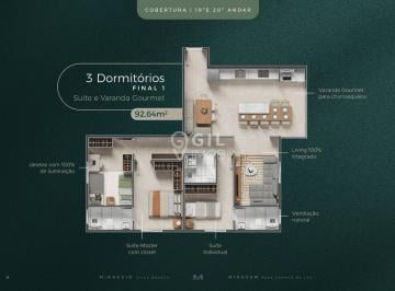 Apartamento · 93m² · 3 Quartos · 1 Vaga · Cobertura em Loteamento Villa Branca, Jacareí/SP de 93m² 3 quartos à venda por R$ 898.608,00