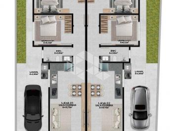 Casa · 63m² · 2 Quartos · 2 Vagas · Casa térrea com espaço para 2 carros na frente e pátio nos fundos!