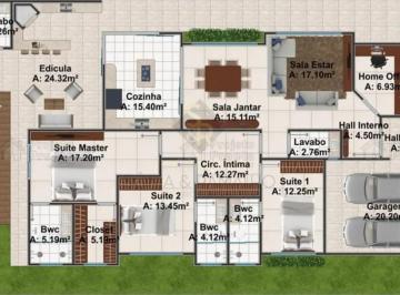 Terreno · 474m² · Projeto de Casa Padrão para Venda no Condomínio Residencial e Empresarial Alphaville III, Em Ribeirã