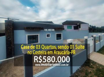 1ab7deb64c0d644bd546c822ebfb9a3d72e970d1 · Casa de 03 Quartos com Suíte no Costeira em Araucária-PR  - A venda por R$580.000,00