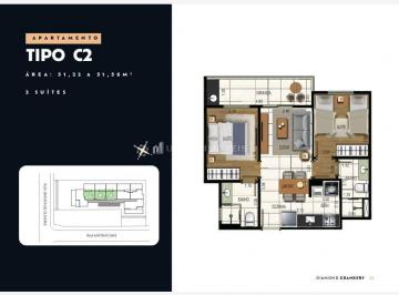 Planta · Apartamento de 2 quartos à venda no bairro Granbery em Juiz de Fora/MG.