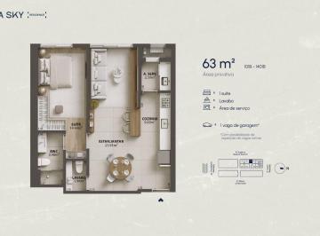 Planta humanizada apartamento final 01B - 1 su te (imagem ilustrativa - mobili rio n o inclu do) · Apartamento 1 quarto Campinas São José WOA Sky Residence